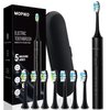 MOPIKO Electric Toothbrush for Adults and Kids,Sonic Travel Toothbrush Kit,Rechargeable Power Toothbrushes with 8 Heads,Smart Whitening Toothbrush USB-C (Black)