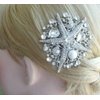 Sindary Wedding Headpiece 3.15" Pearl Rhinestone Crystal Bridal Starfish Hair Comb HZ6412 (Silver-Tone Clear)