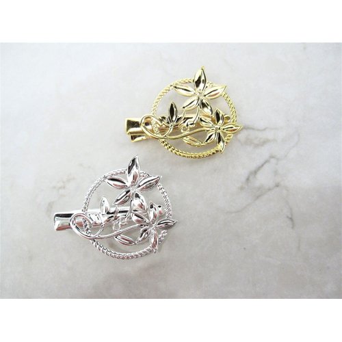 Small gold or silver flower hair barrette alligator clip bridal clip bridal (Primary color: Gold)