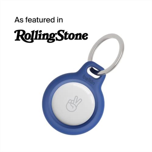 Belkin Apple AirTag Secure Holder with Key Ring - Durable Scratch Resistant Case With Open Face & Raised Edges - Protective AirTag Keychain Accessory For Keys, Pets, Luggage, Backpacks - Blue