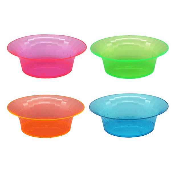 Party Essentials Salad/Snack Bowls, Hard Plastic, 10 oz, Assorted Neon