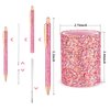 Bling Sequin Pen Holder with 6 Pcs Sequin Click Pens Cute Sequin Glitter Retractable Ballpoint Pens, Pencil Cups for Desk Organizer Makeup Brush Holder for Women Girls Classroom Offices (Pink)