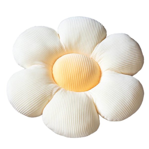 ELONEL Flower Pillow, Flower Shaped Throw Pillow Butt Cushion Flower Floor Pillow, Office seat Cushion, Tatami car Cushion Cute Room Decoration and Living Room Sofa Cushion (14.9inch, Cream)