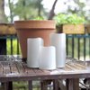 DRomance Outdoor Flameless Flickering Candles Waterproof and Heat Resistant, Warm Light Battery Operated LED Pillar Candles with Timer and Remote Set of 3(White, 3" D x 4" 5" 6" H)