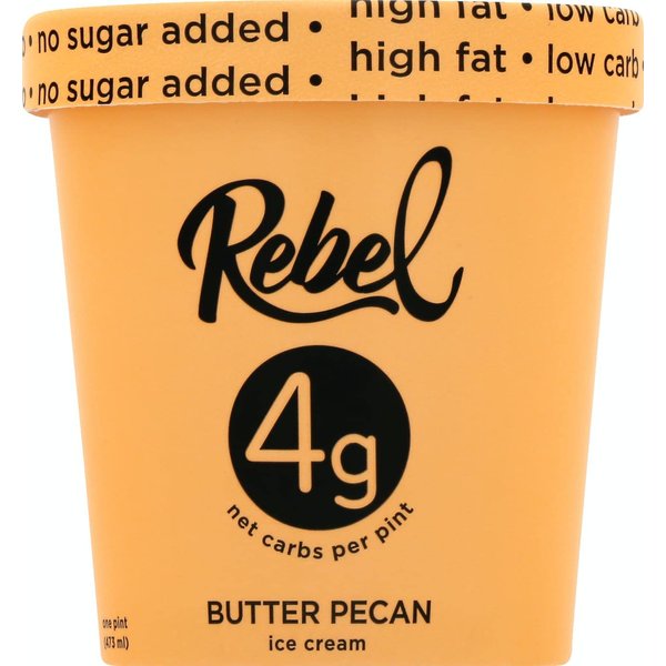 Rebel Ice Cream - Low Carb, Keto - Butter Pecan (8 Count)