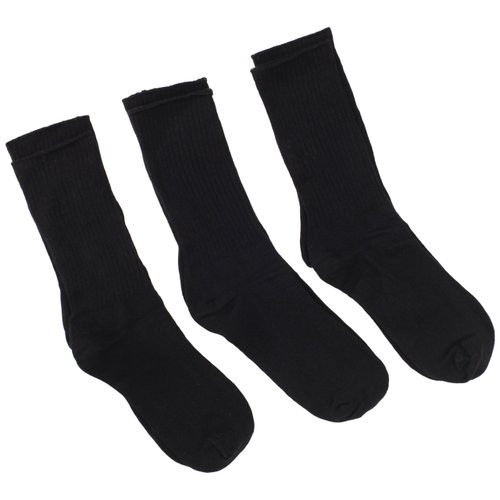 Jefferies Socks Big Boys' Seamless Casual Crew Socks (Pack of 3), Black, Medium