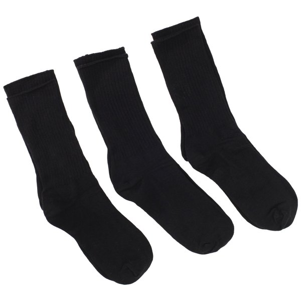 Jefferies Socks Big Boys' Seamless Casual Crew Socks (Pack of 3), Black, Medium
