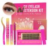 DIY Lash Extension Kit Cluster Lashes Kit with 72 Pcs D Curl Cluster Lashes Wispy Eyelash Bond and Seal Lashes Remover and Eyelash Applicator for Beginner DIY at Home by W(Sweetheart 04 Kit-D-10-16MM)