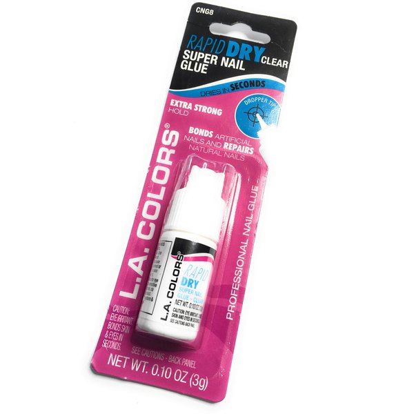 (1) LA Colors Rapid Dry Clear Super Nail Glue (.10 oz) Extra Strong Hold