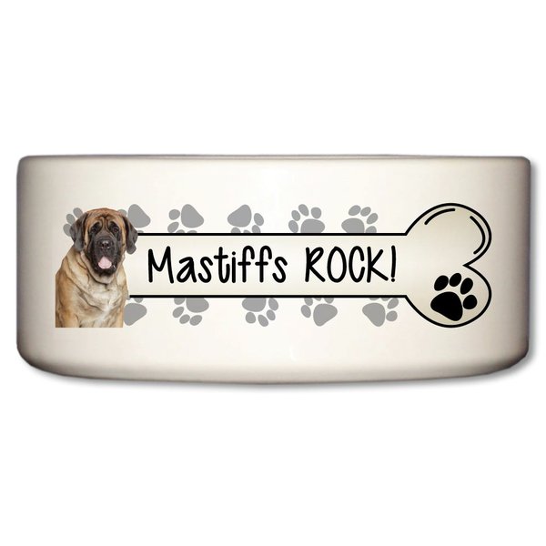 VictoryStore Pet and Dog Food Bowl - Ceramic Dog Bowl - Mastiffs Rock - Paw Prints Design