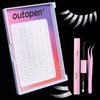 outopen White Lashes Extension Kit, Natural White False Eyelash Clusters With Tweezer And Glue, 8-16mm C Curl Wispy Lashes Extensions DIY Individual White Cluster Eyelash (B-White)