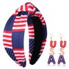 4th of July Headbands for Women American Flag Patriotic Headbands Red White and Blue USA Flag Stripe Star Knotted Headband American Fourth of July Outfits Patriotic Hair Accessories Party Favors Gifts