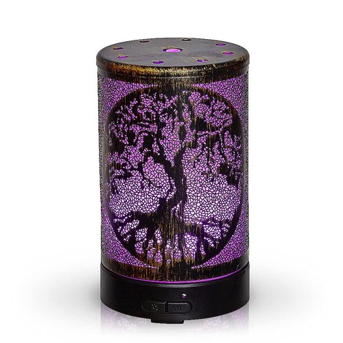AROMAR Essential Ultrasonic Oil Diffuser Cool Mist Humidifier & Aromatherapy Metal Diffusers for Essential Oils with Auto Shut-Off and 7 Colors LED for Home and Office (Bronze Tree of Life)