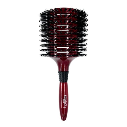 Phillips Brush Monster Vent 1 Poly-Tipped Professional Hair Brush (4.5” Diameter Barrel) - Vented Hairbrush with Nylon Reinforced Boar Hair Bristles, Beech Wood Handle with Rubber Grip