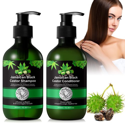 Jamaican Black Castor Shampoo and Conditioner Set,Castor Oil Shampoo and Conditioner for Hair Growth,Shampoo and Conditioner for Women Hair Loss,With Rosemary,Biotin,Coconut Oil,21Fl Oz