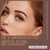 HOSAILY Eyebrow Stamp Stencil Kit, Brown Brow Filling Powder Stamp Waterproof, Eye Concealer, 12Reusable Brow cards+ elastic cord, 2Cleaning Cotton Swab, 2Brush Women Brow Shaping Makeup-Natural Brown