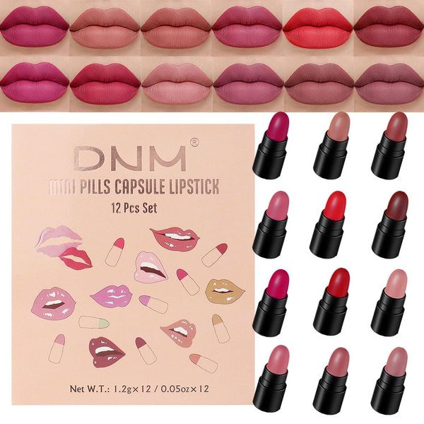 AMY'S DIARY Mini Lipstick 12Pcs Set for Women Nude Pink Ruby Red Mauve Taupe Brown Matte Small Magic Lipstick set Waterproof, Long Lasting 24 hours a prueba de agua mate originales