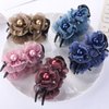 iRIIRIO 1pc Upscale Hair Claw Clips Hair Jaw Clips Decorated with Gauze Flowers and Pearl Beads for High Hair Bun Holder Hair Accessory for Women Girls (Blue)