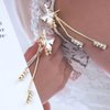Sttiafay Vintage Crystal Butterfly Earrings Long Rhinestone Dangle Earrings Gold Chain Tassel Earrings Cz Butterfly Stud Earrings Jewelry for Women and Girls