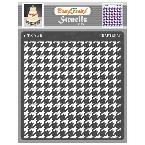 CrafTreat Geometric Stencils for Painting on Wood, Wall, Tile, Canvas, Paper, Fabric and Floor - Houndstooth Stencil - 6x6 Inches - Reusable DIY Art and Craft Stencils - Houndstooth Stencils