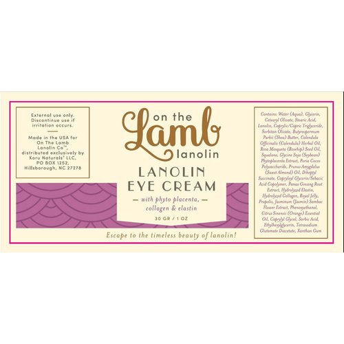 On the Lamb Antiaging Eye Cream with Lanolin Placenta Shea Butter Collagen and Elastin 1 ounce