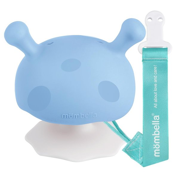 Baby Teething Toys for 3-12 Months+,Silicone Mombella Baby Teether with Suction Base,Soft & Easy to Grasp for Teething Relief,Safe & Comfortable Teether Toys for Sucking Needs,BPA Free (Blue)