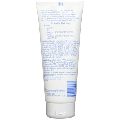 Free & Clear Hair Styling Gel, Unscented, (SG_B00MX6ZXT2_US), 7 Ounce (Pack of 2)