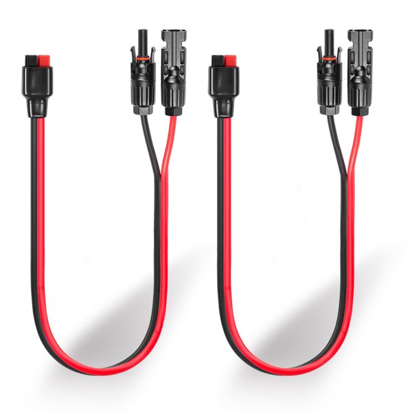 10AWG Solar Panel to Anderson Connector Cable 1FT, Solar Extension Cable Compatible with Solar Connector and Anderson Connector for Yeti Portable Power Station, Solar Powered Battery(2PCS)