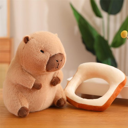 LVQING Cute Capybar Stuffed Animals with Wearable Toast headsetwear Capybar, Gifts for Kids (11 in Bread Capybar)