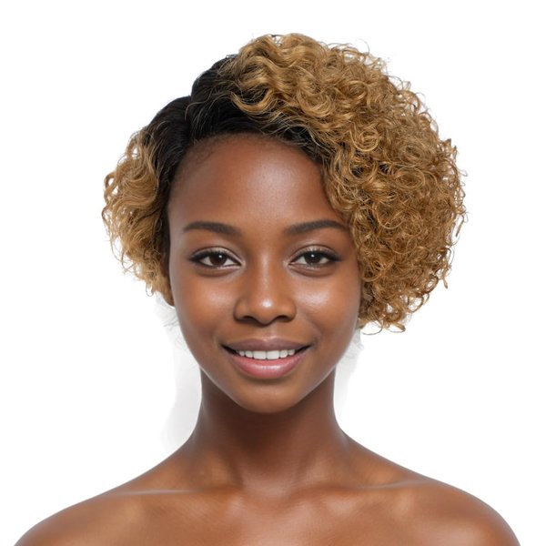 Noble Star 8inch Curly Wave Pixie Cut Wigs Human Hair 13x5x1 T Part Bob Wig for Women Side Parting Pixie Cut Lace Front Wig with Baby Hair Glue Short Cut Bob Wig TT1B/27#
