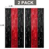Red and Black Birthday Party Decorations, Red Happy Birthday Decorations for Men Women with Happy Birthday Balloon Banner, Fringe Curtains,Star Balloons Kit for Boys Girls Birthday Party Supplies