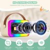 Mini Karaoke Machine for Kids, 2025 Latest Portable Bluetooth Speaker with 2 Wireless Microphones & LED Light for Girls Boys, Small Magic Sing Christmas Birthday Party Gifts Toys