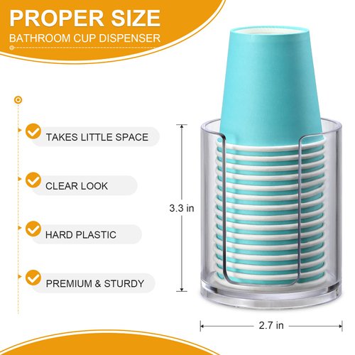 AOZITA Bathroom Cup Dispenser, 2 Pack Mouthwash Cups Holder, Small Disposable Paper Cup Holders for Rinsing Cups On Bathroom Vanity Countertops