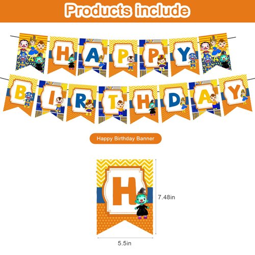 Cartoon Party Decorations,Birthday Party Supplies For Music Party Supplies Includes Happy Birthday Banner, Balloons, Cupcake Toppers, Cake Topper for Boys And Girls