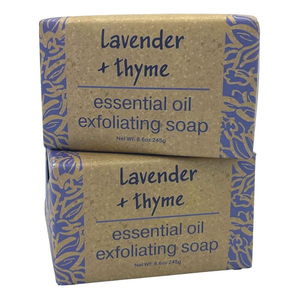 Greenwich Bay Trading Co, Lavender and Thyme Essential Oil Exfoliating Bath Bar Soap, Set of 2, 8.6 Ounces Each