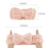 YISSION 2PCS Spa Headband with Bow No Slip Head Band for Face Wash Makeup Skincare Facial Headband Elastic Hair Band Microfiber Headbands for Women Girls (Pink Brown)