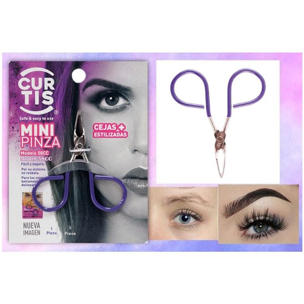 PROFESSIONAL Mini TWEEZERS with Easy Scissor Handle, The BEST PRECISION EYEBROW TWEEZERS Men/Women; PORTABLE Beauty Tools for Facial Hair, Ingrown Hair, Blackhead; 58CC Purple MADE IN MEXICO
