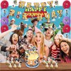 42pcs Toy Birthday Party Supplies Pack Includes，Banner，Cake Topper，Blackdrop,Balloons for Toy party supplies