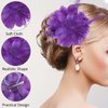 Rose Flower Hair Clip Purple Ladies Feather Flower Hair Clip Artificial Flower Brooch Hairpin Feather Hairband Floral Hats Barrette for Girl Headwear Dress Halloween Christmas Valentine Wedding Prom