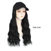 Yunkang Baseball Cap Wig Natural Wave Hair Extensions With Hat Heat Resistant Synthetic Adjustable Wig Black cap wigs for Women Girls (B-1B)