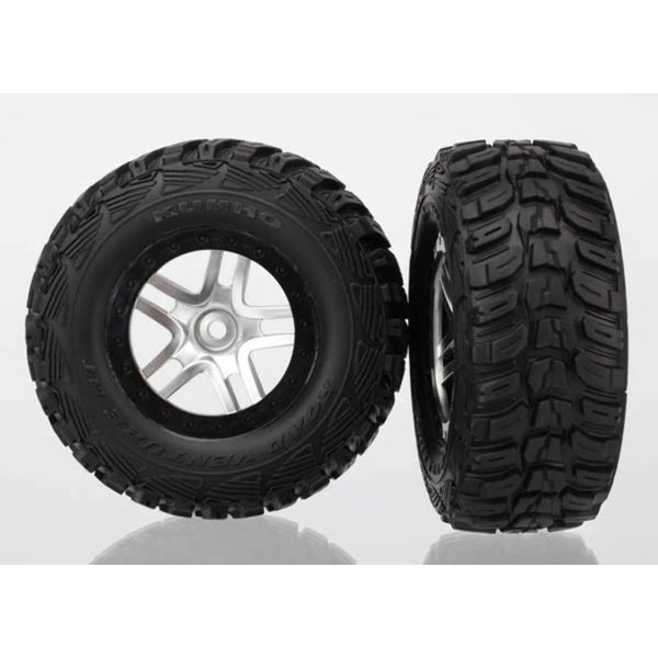 Traxxas 6874 Kumho Tires on Split Spoke, Satin Chrome Black