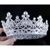 Vintage Full Crown Clear Austrian Crystal Rhinestone Tiara Pageant Prom T12159 Silver