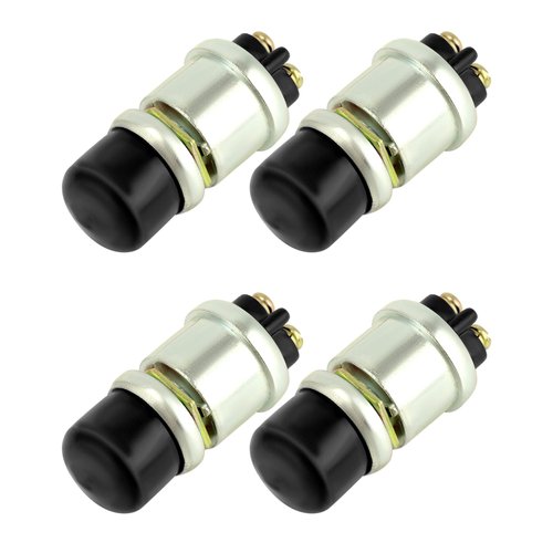 QWORK Engine Start Push Button Switch, 4 Pcs 12V 50A Momentary Start Switch for Car Truck Boat, Black Cap