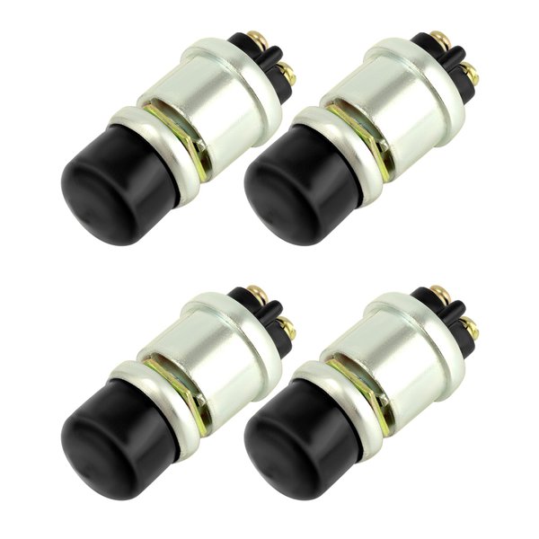 QWORK Engine Start Push Button Switch, 4 Pcs 12V 50A Momentary Start Switch for Car Truck Boat, Black Cap