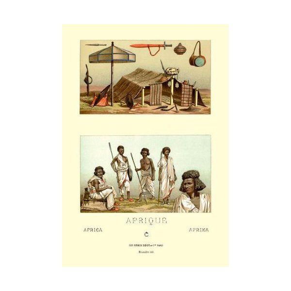 Members of Tribe and Typical Shelter 12x18 Giclee On Canvas