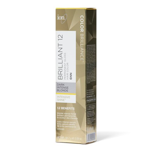ion 6NN Dark Intense Blonde Brilliant 12 Permanent Gloss Hair Color High Shine, Anti-Fade UV Protection, 100% Gray Coverage, PPD Free, 2.05 Oz
