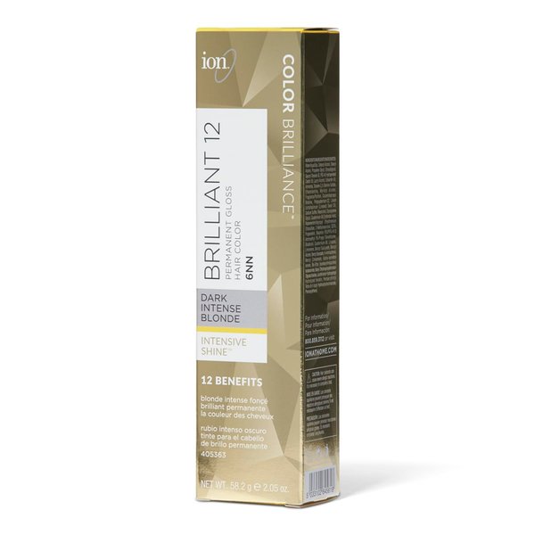 ion 6NN Dark Intense Blonde Brilliant 12 Permanent Gloss Hair Color High Shine, Anti-Fade UV Protection, 100% Gray Coverage, PPD Free, 2.05 Oz
