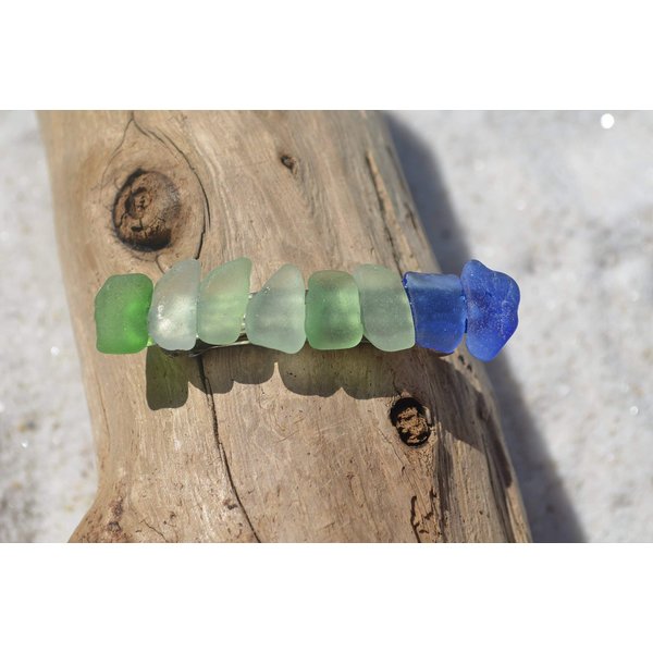 Genuine Shades of Blue and Sea Foam Sea Glass French Barrette Hair Clip