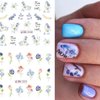 12 Sheets Flower Nail Art Stickers Spring Summer Nail Stickers Water Transfer Nail Art Supplies Lily Orchid Butterfly Small Flower Spring Nail Decals for Women Nail Art Decoration