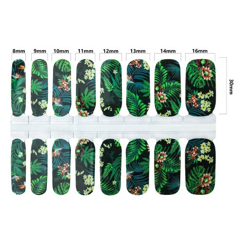 JERCLITY 5 Sheets Spring Palm Leaf Nail Polish Strips Stickers Full Nail Wraps for Women Nail Art Self-Adhesive Flower Leaf Nail Polish Wraps Sticker Nails for Women With Nail File